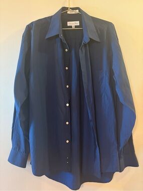 Vintage Christian Dior Monsieur Blue Striped Dress Shirt, Sz 15.5